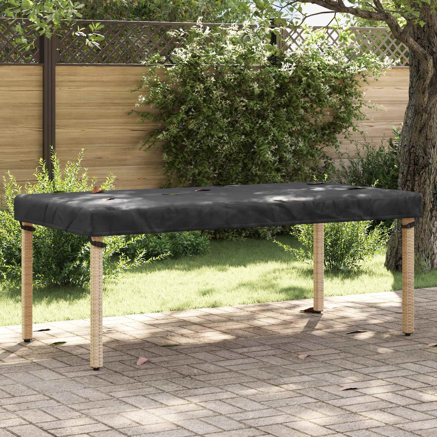Table Cover Plain Black 202 x 92 x 15 cm Fabric