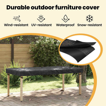 Table Cover Plain Black 202 x 92 x 15 cm Fabric