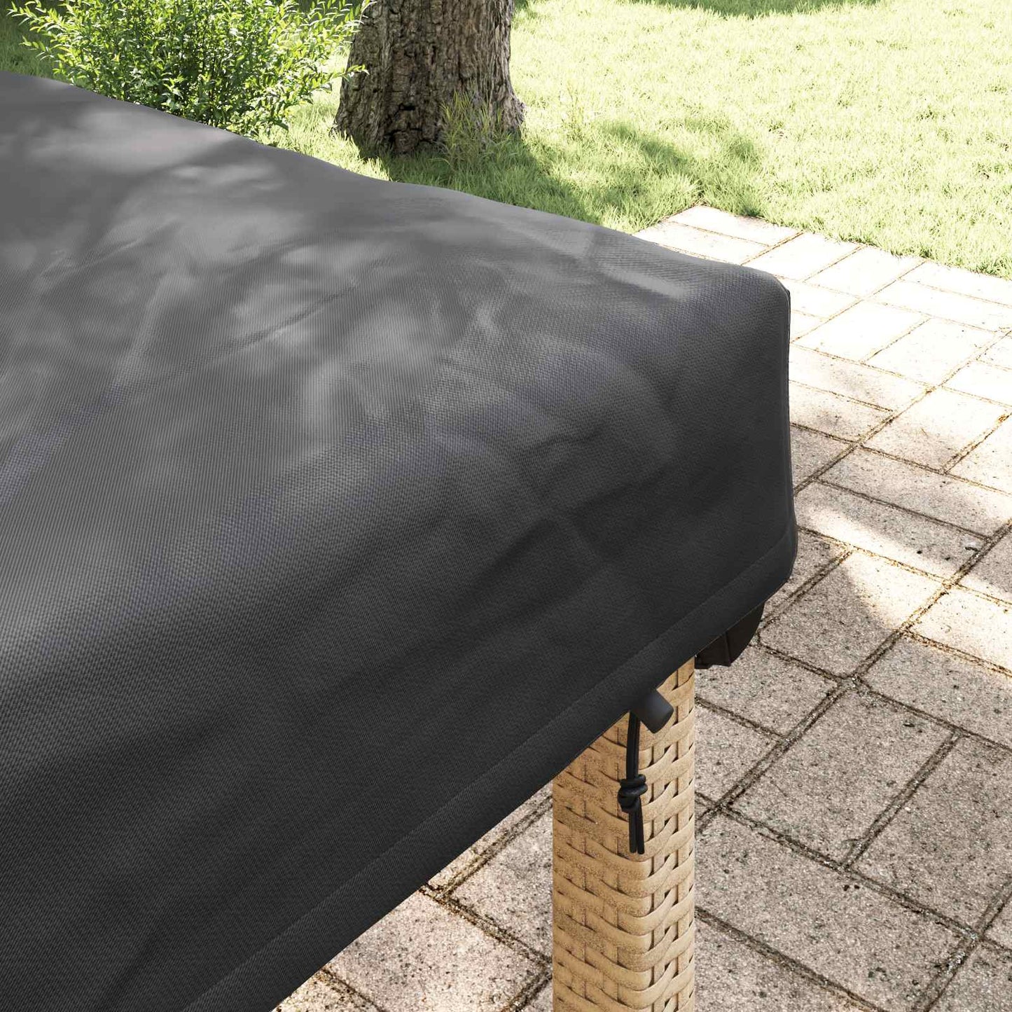 Table Cover Plain Black 202 x 102 x 15 cm Fabric