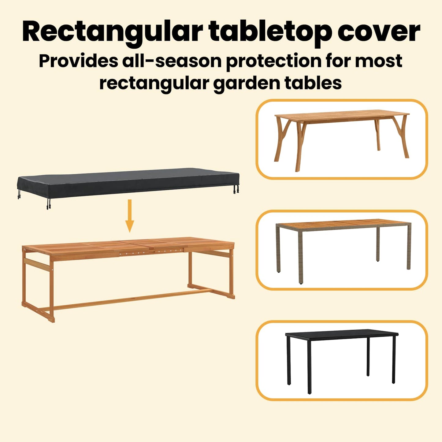 Table Cover Plain Black 262 x 102 x 15 cm Fabric