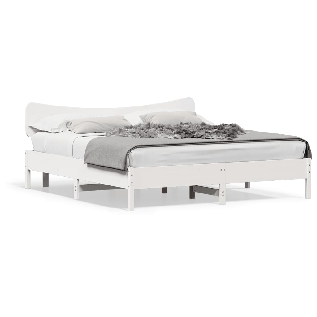 Bed Frame without Mattress White 200x200 cm Solid Wood Pine
