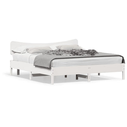 Bed Frame without Mattress White 200x200 cm Solid Wood Pine