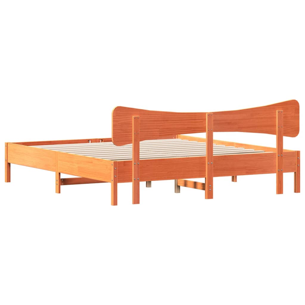 Bed Frame without Mattress Wax Brown 160x200 cm Solid Wood Pine