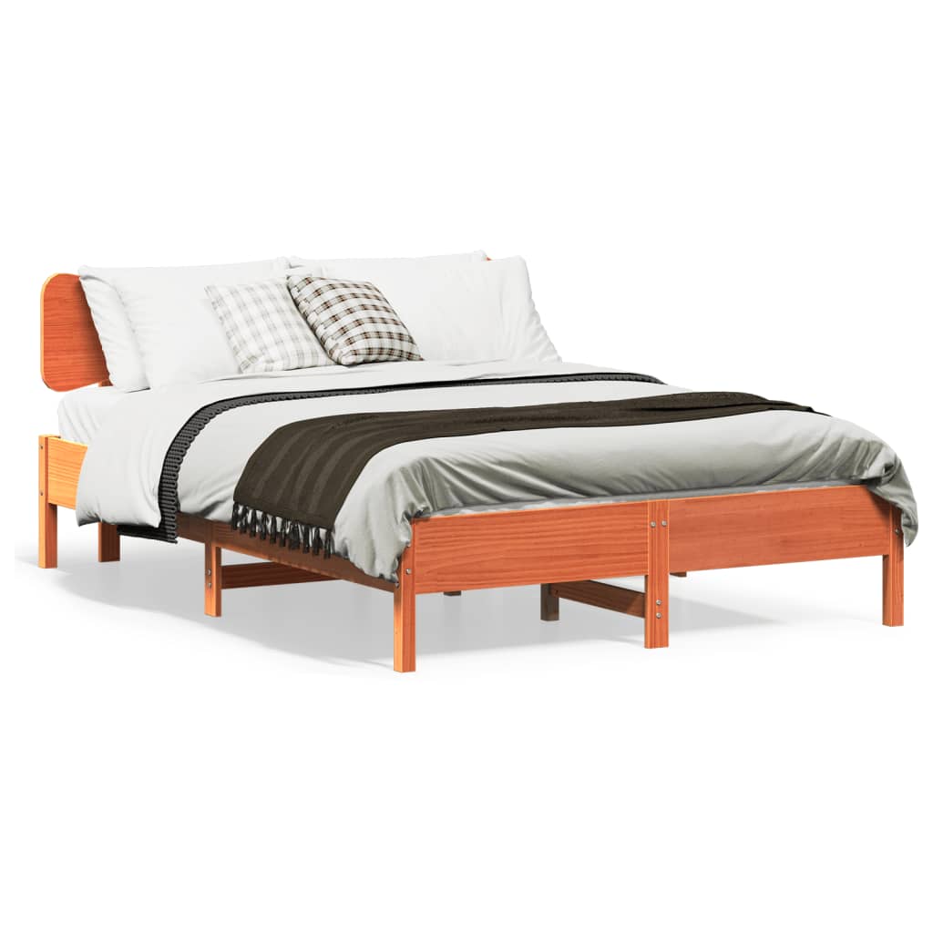 Bed Frame without Mattress Wax Brown 120x200 cm Solid Wood Pine