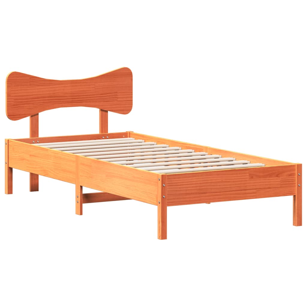 Bed Frame without Mattress Wax Brown 100x200 cm Solid Wood Pine