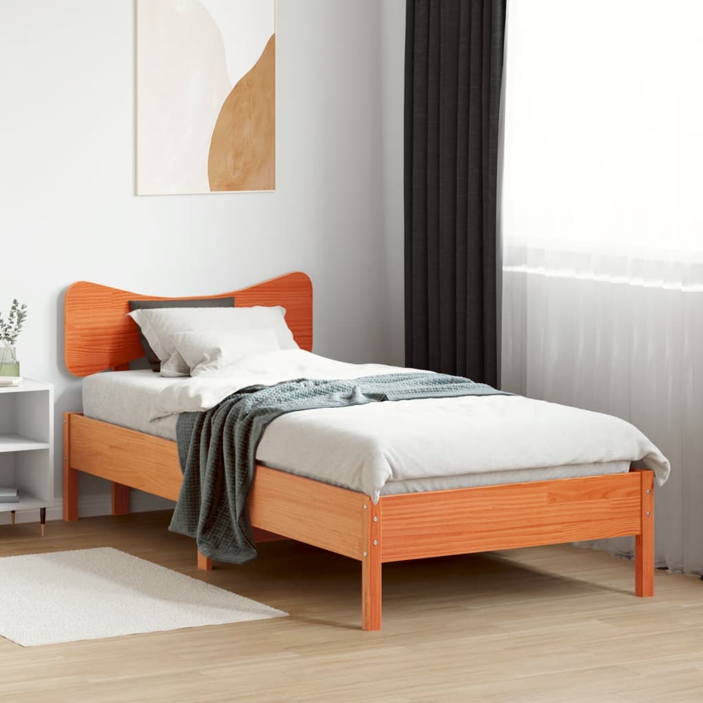 Bed Frame without Mattress Wax Brown 100x200 cm Solid Wood Pine
