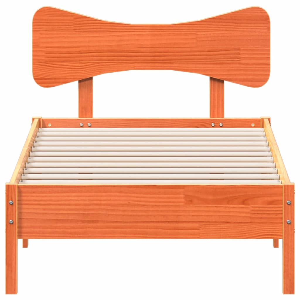 Bed Frame without Mattress Wax Brown 90x200 cm Solid Wood Pine
