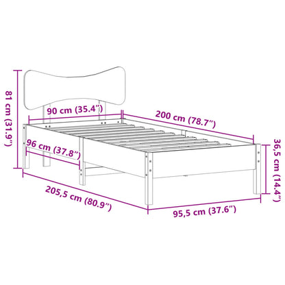 Bed Frame without Mattress Wax Brown 90x200 cm Solid Wood Pine
