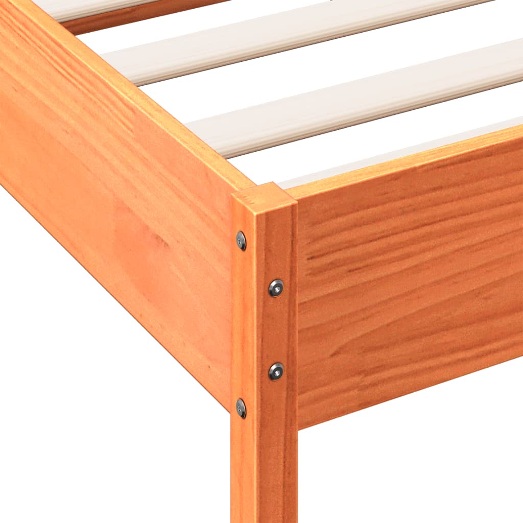 Bed Frame without Mattress Wax Brown 140x190 cm Solid Wood Pine