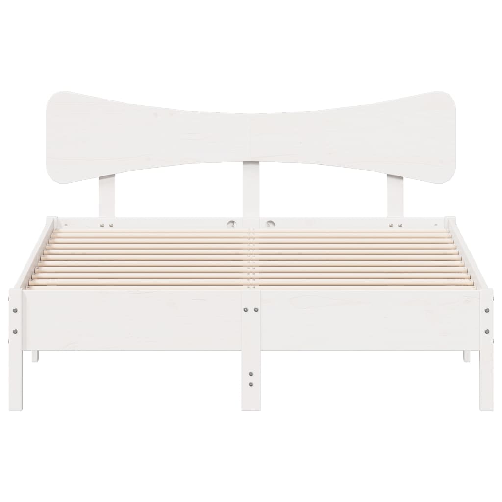 Bed Frame without Mattress White 135x190 cm Double Solid Wood Pine