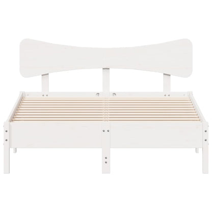 Bed Frame without Mattress White 135x190 cm Double Solid Wood Pine
