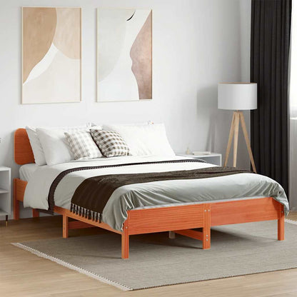Bed Frame without Mattress Wax Brown 135x190 cm Double Solid Wood Pine