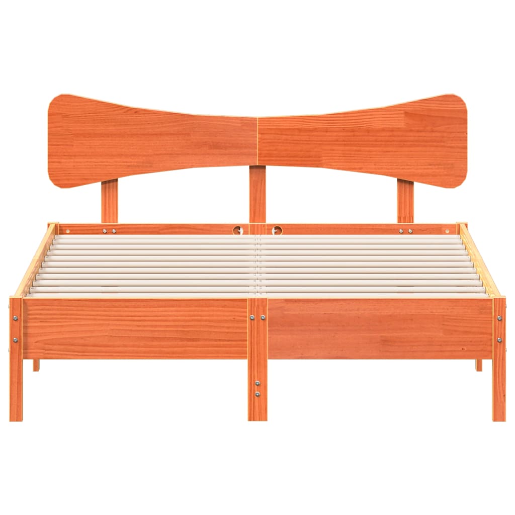Bed Frame without Mattress Wax Brown 135x190 cm Double Solid Wood Pine
