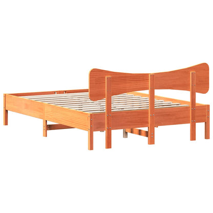 Bed Frame without Mattress Wax Brown 135x190 cm Double Solid Wood Pine