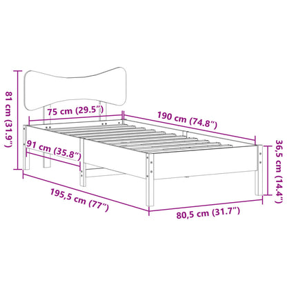 Bed Frame without Mattress Wax Brown 75x190 cm Small Single Solid Wood Pine