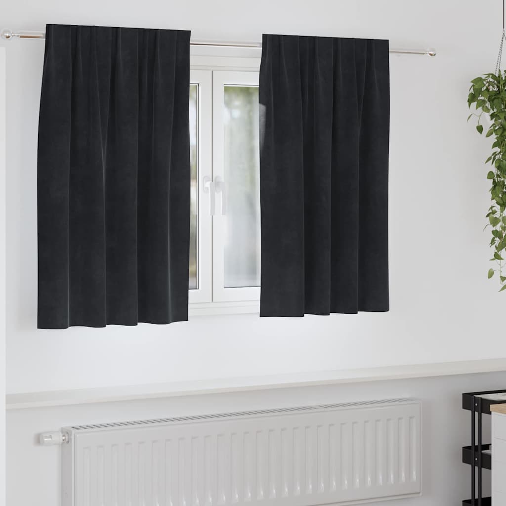 Blackout Curtains 2 pcs Black 140 x 140 cm Velvet