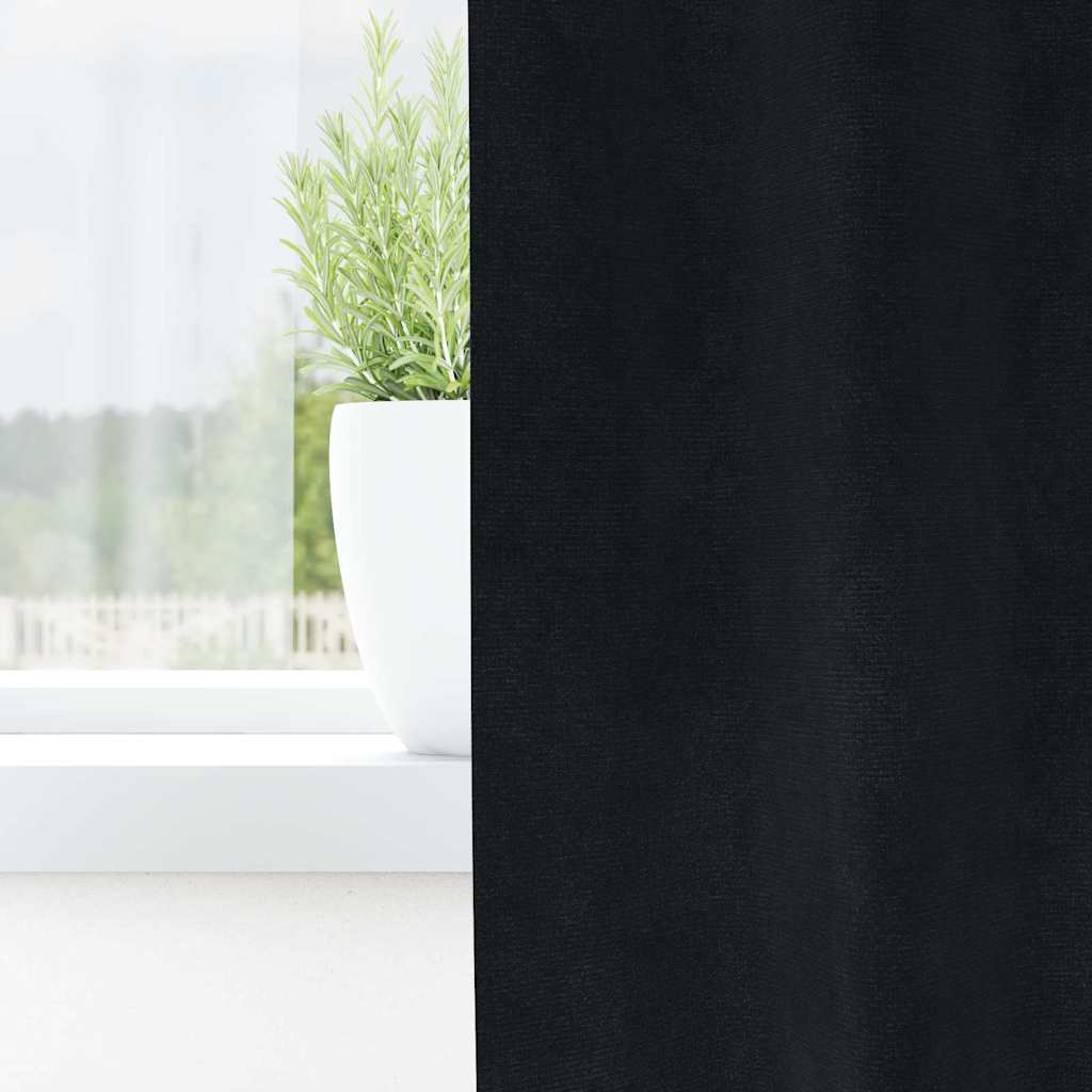 Blackout Curtains 2 pcs Black 140 x 225 cm Velvet