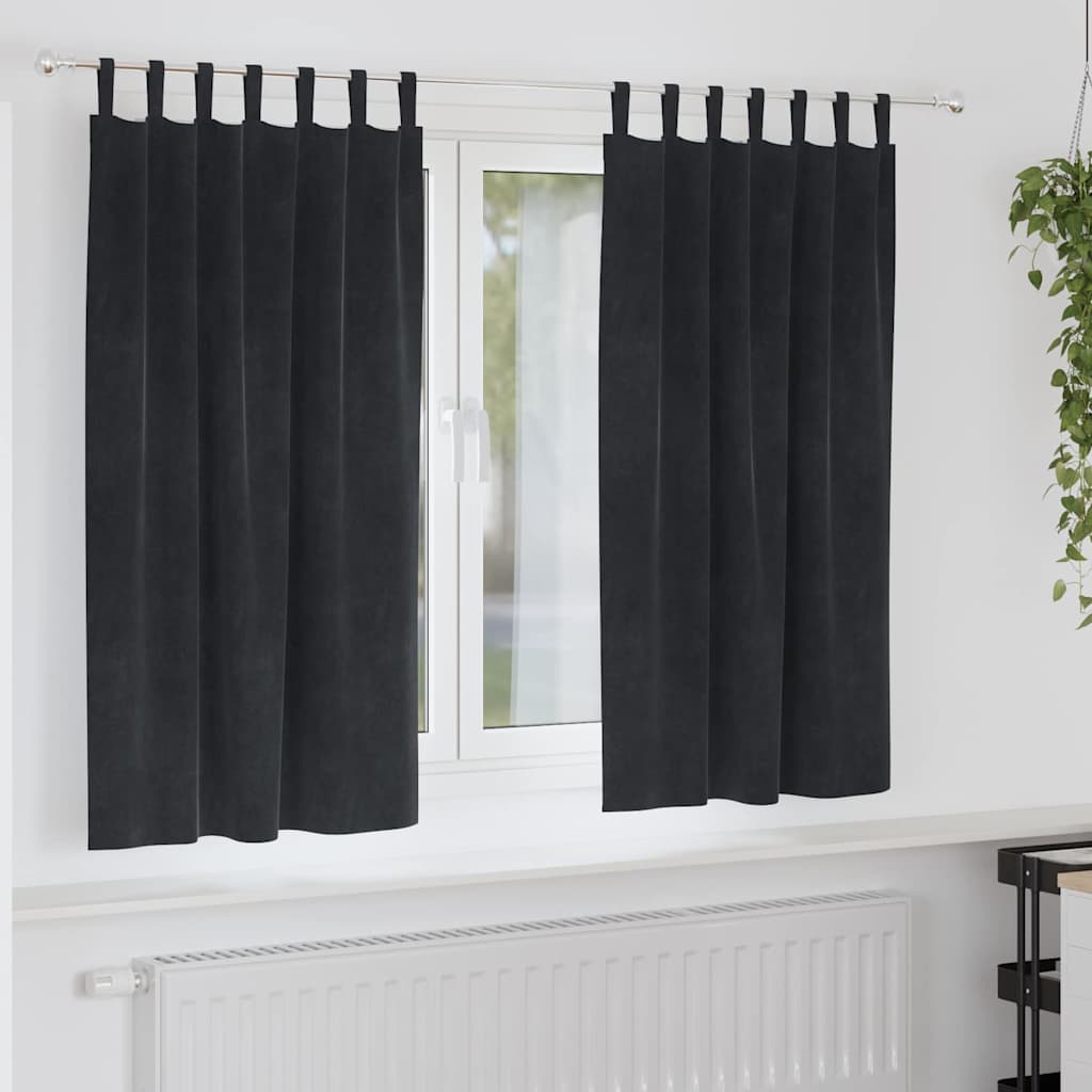 Blackout Curtains 2 pcs Black 140 x 175 cm Velvet