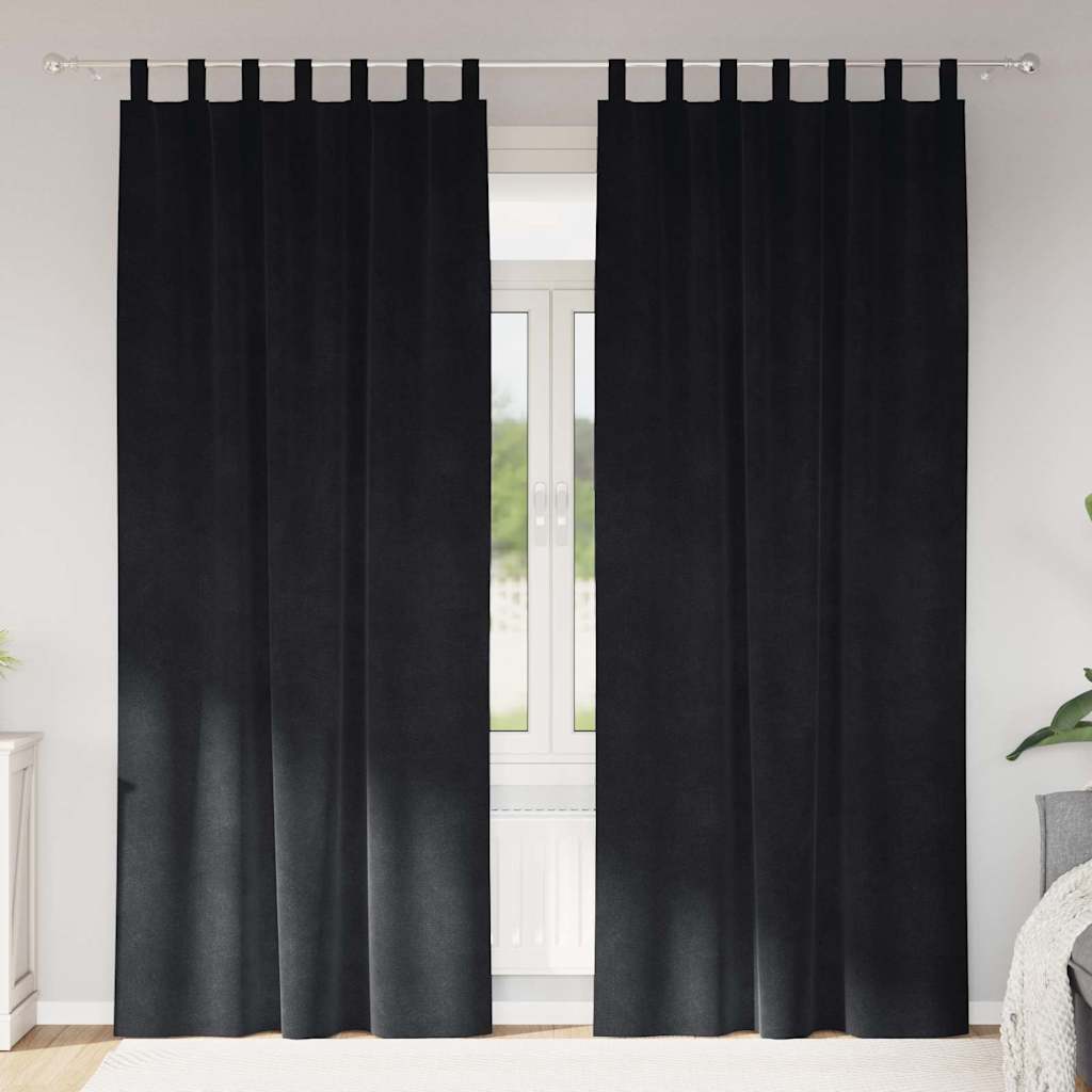 Blackout Curtains 2 pcs Black 140 x 225 cm Velvet