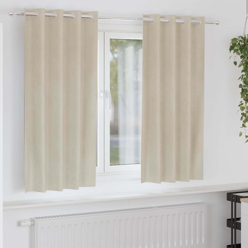 Blackout Curtains 2 pcs Cream 140 x 175 cm Velvet