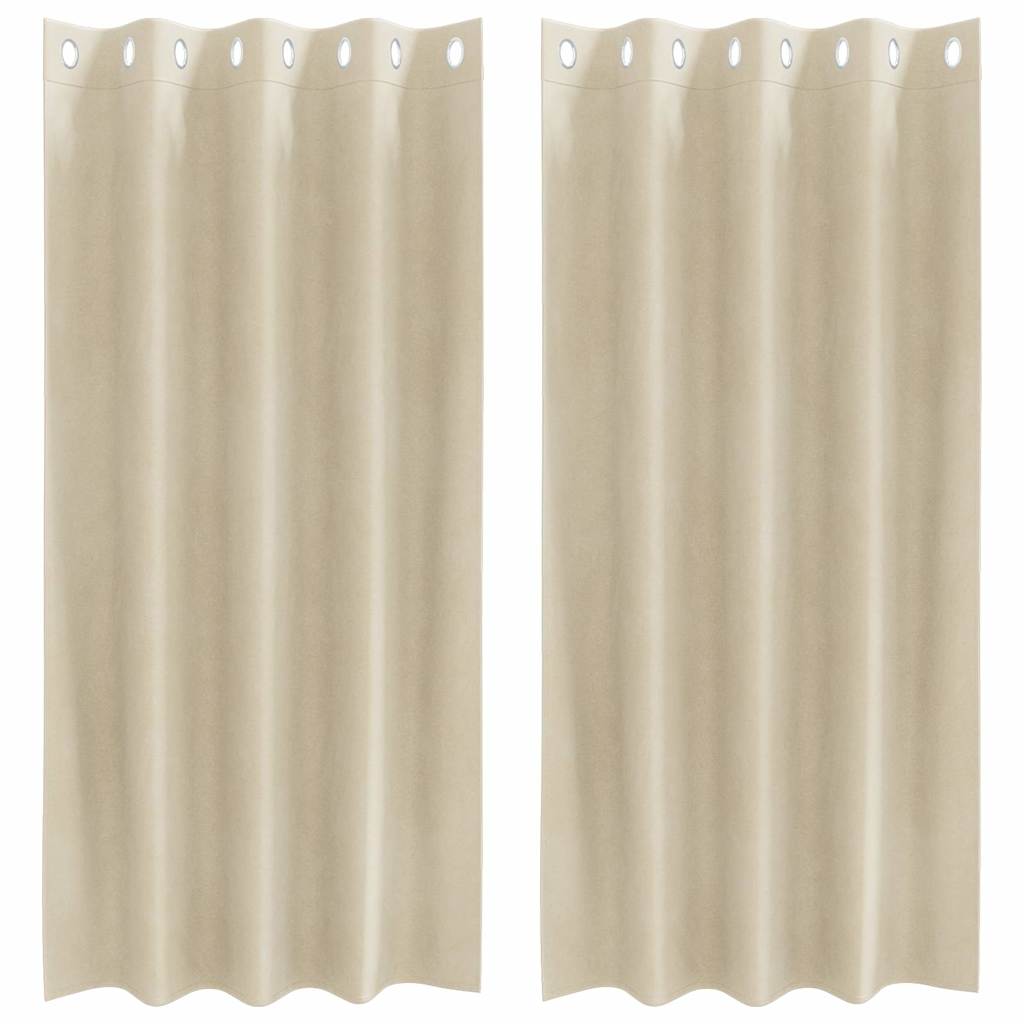 Blackout Curtains 2 pcs Cream 140 x 175 cm Velvet
