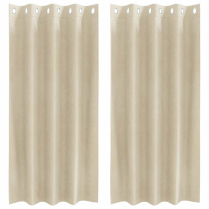 Blackout Curtains 2 pcs Cream 140 x 175 cm Velvet