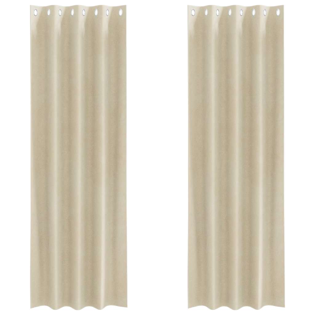 Blackout Curtains 2 pcs Cream 140 x 225 cm Velvet