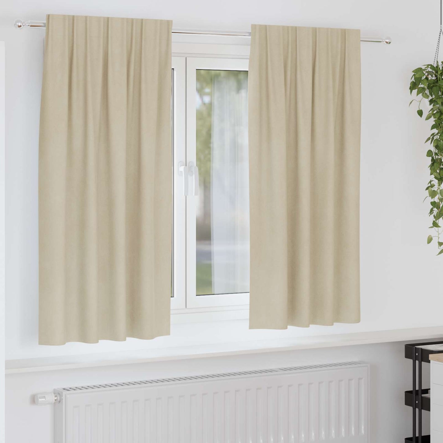 Blackout Curtains 2 pcs Cream 140 x 175 cm Velvet