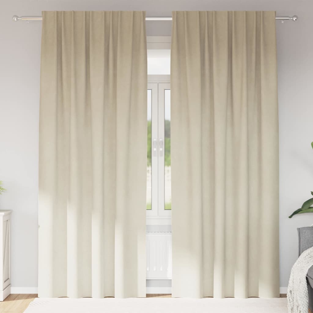 Blackout Curtains 2 pcs Cream 140 x 245 cm Velvet