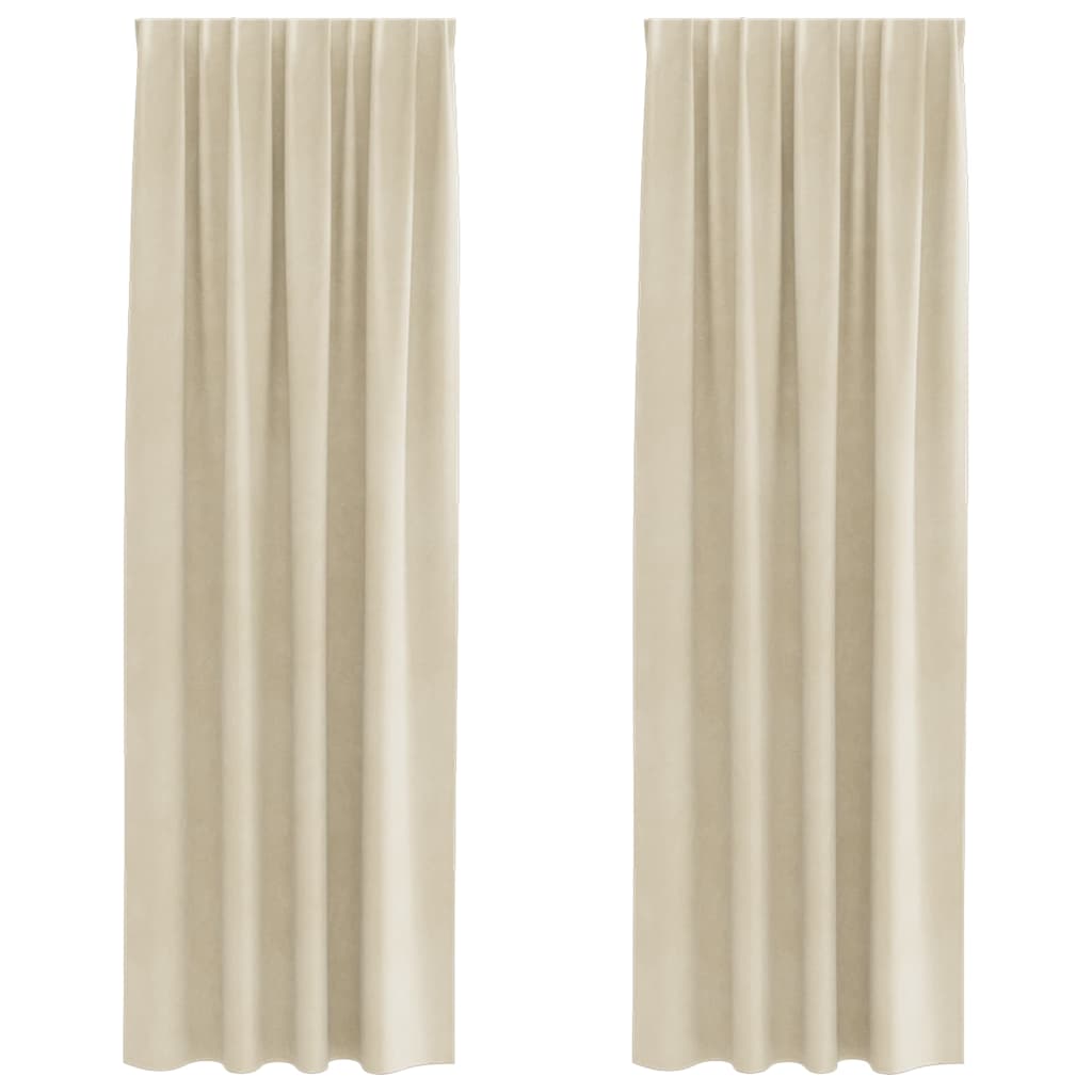Blackout Curtains 2 pcs Cream 140 x 245 cm Velvet