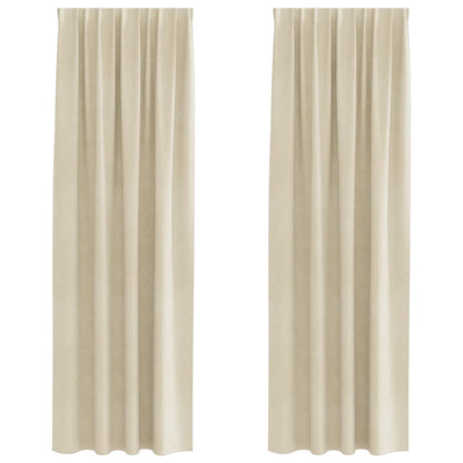 Blackout Curtains 2 pcs Cream 140 x 245 cm Velvet
