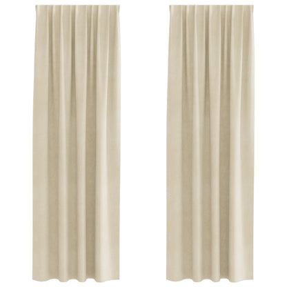 Blackout Curtains 2 pcs Cream 140 x 260 cm Velvet