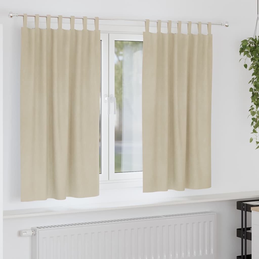 Blackout Curtains 2 pcs Cream 140 x 175 cm Velvet