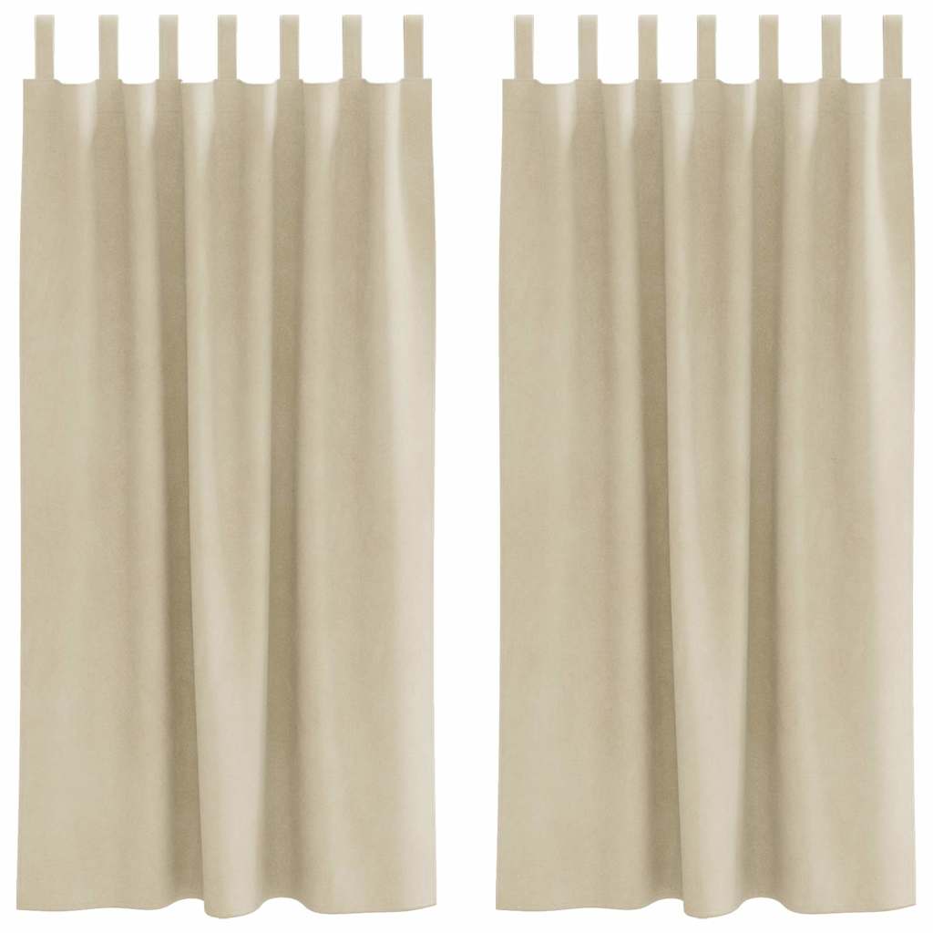 Blackout Curtains 2 pcs Cream 140 x 175 cm Velvet