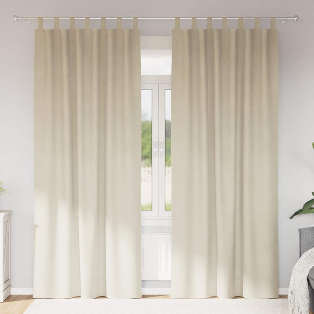 Blackout Curtains 2 pcs Cream 140 x 225 cm Velvet