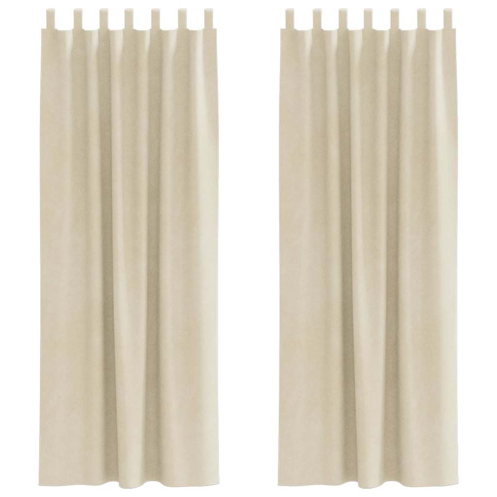 Blackout Curtains 2 pcs Cream 140 x 225 cm Velvet