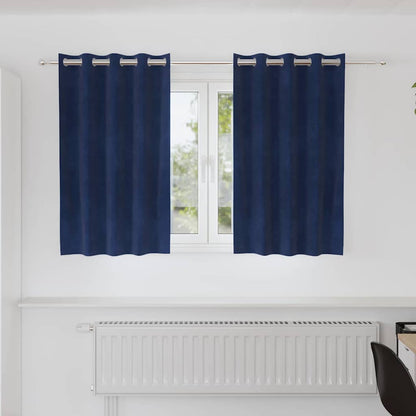 Blackout Curtains 2 pcs Dark Blue 140 x 140 cm Velvet