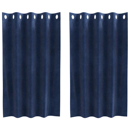 Blackout Curtains 2 pcs Dark Blue 140 x 140 cm Velvet