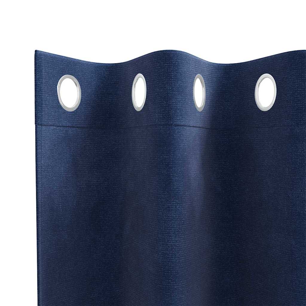 Blackout Curtains 2 pcs Dark Blue 140 x 175 cm Velvet