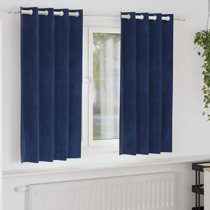 Blackout Curtains 2 pcs Dark Blue 140 x 175 cm Velvet