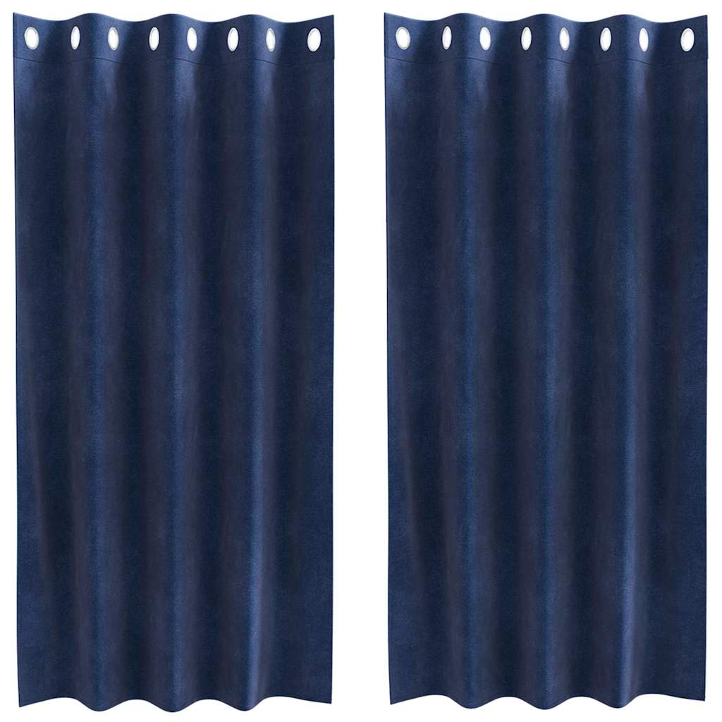 Blackout Curtains 2 pcs Dark Blue 140 x 175 cm Velvet