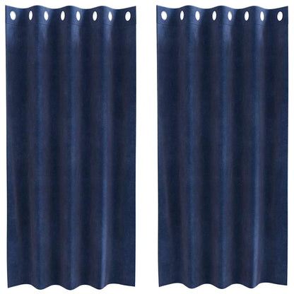 Blackout Curtains 2 pcs Dark Blue 140 x 175 cm Velvet