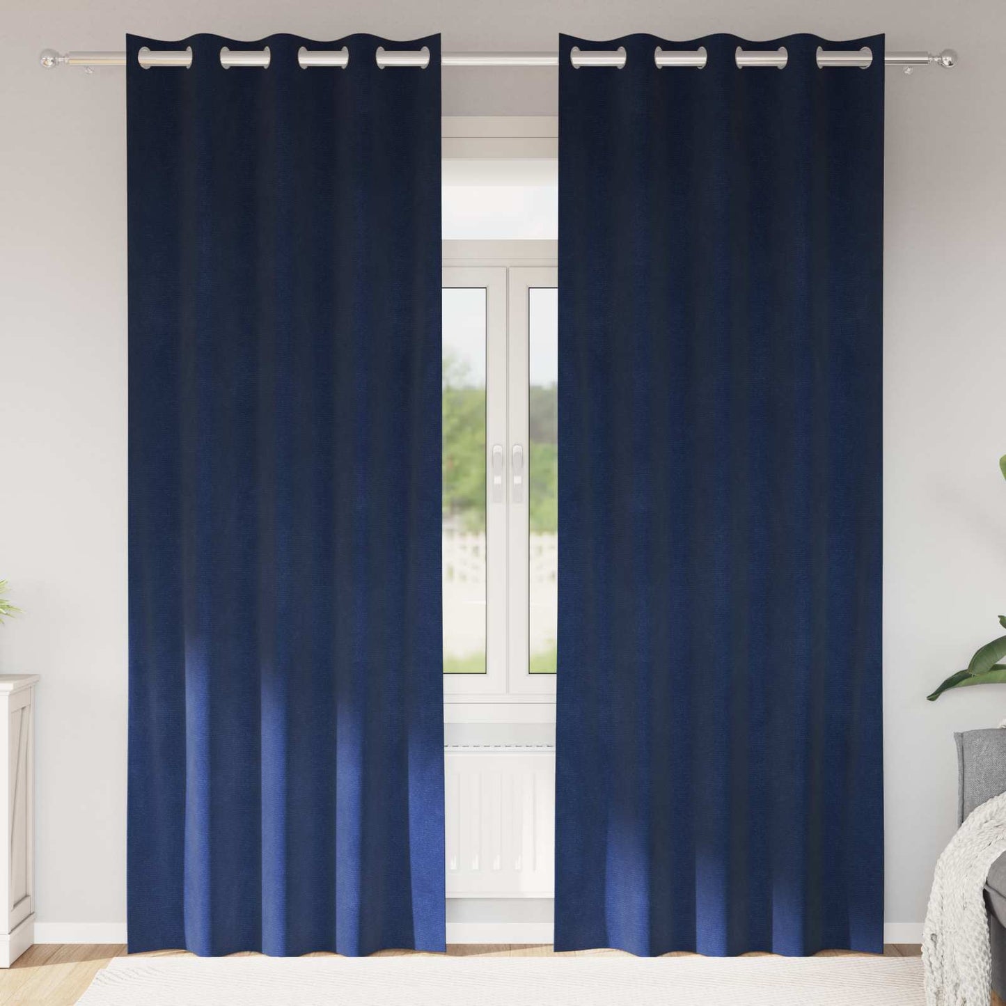 Blackout Curtains 2 pcs Dark Blue 140 x 225 cm Velvet