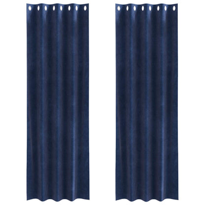 Blackout Curtains 2 pcs Dark Blue 140 x 225 cm Velvet