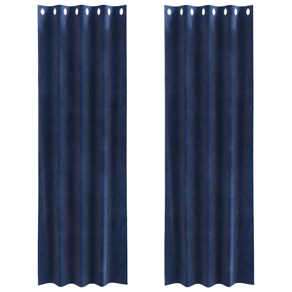 Blackout Curtains 2 pcs Dark Blue 140 x 245 cm Velvet
