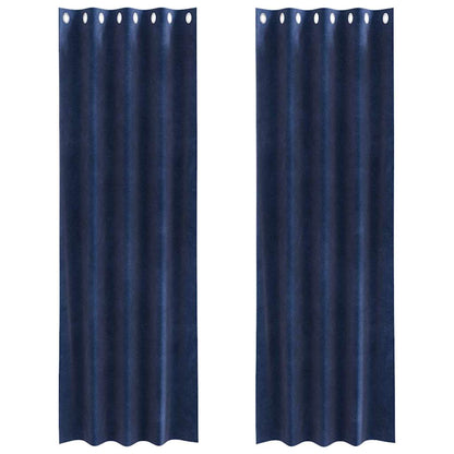 Blackout Curtains 2 pcs Dark Blue 140 x 245 cm Velvet