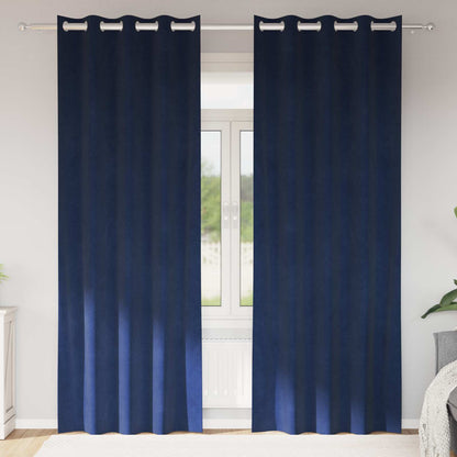 Blackout Curtains 2 pcs Dark Blue 140 x 260 cm Velvet