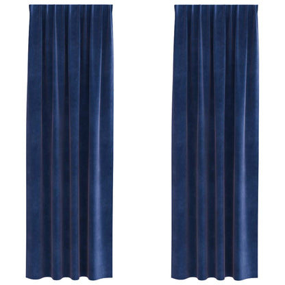Blackout Curtains 2 pcs Dark Blue 140 x 225 cm Velvet