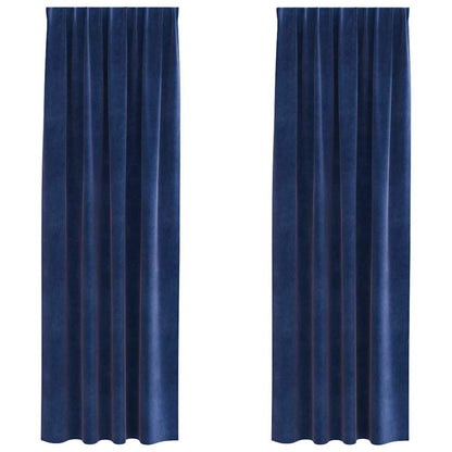 Blackout Curtains 2 pcs Dark Blue 140 x 245 cm Velvet
