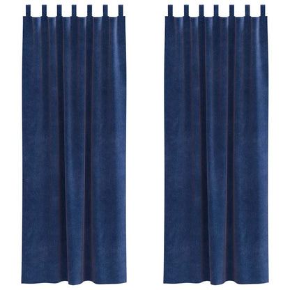 Blackout Curtains 2 pcs Dark Blue 140 x 225 cm Velvet